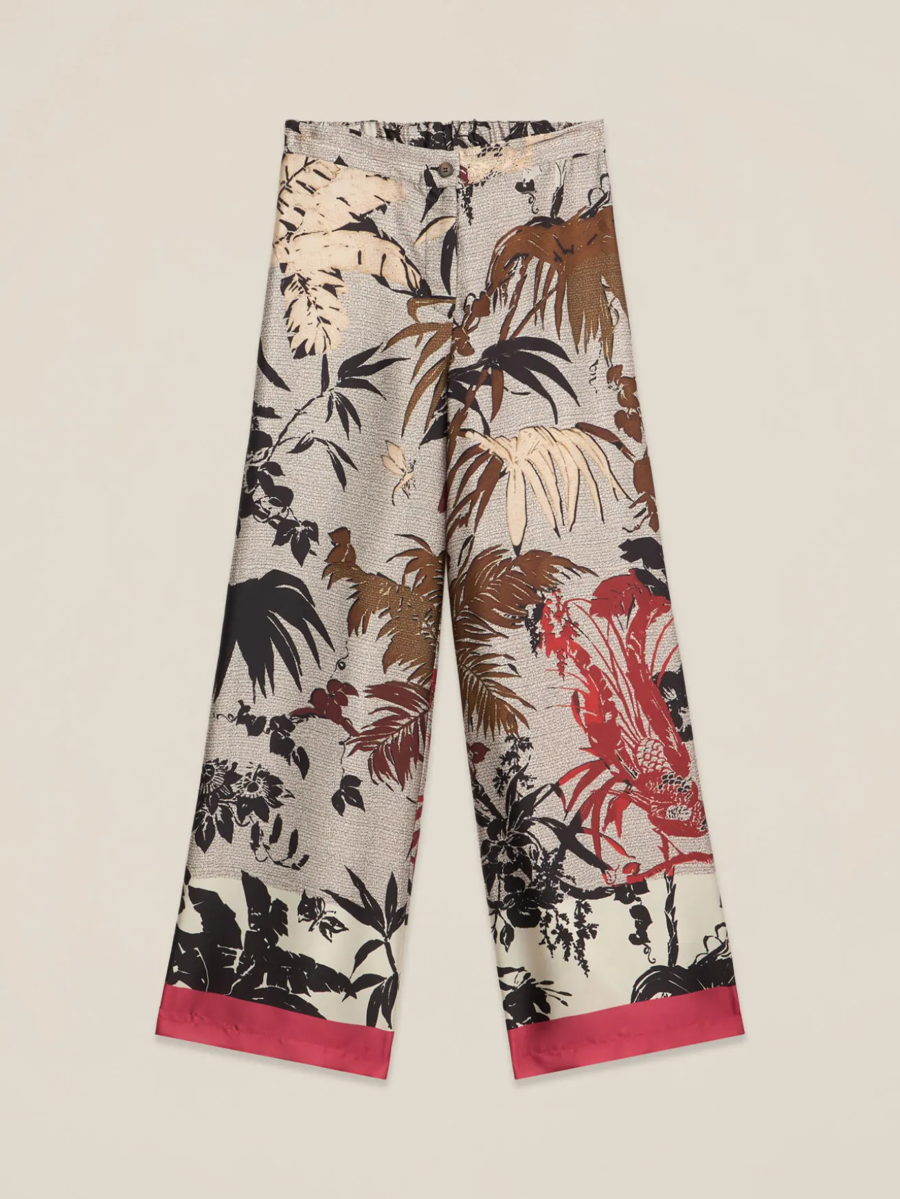Pantaloni palazzo in raso fantasia