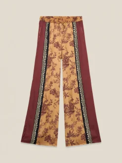 Pantaloni palazzo in raso fantasia