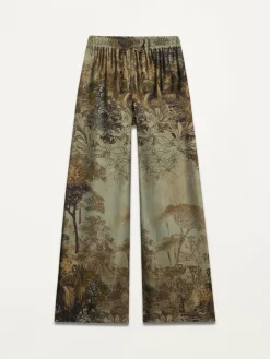 Pantaloni palazzo in raso fantasia