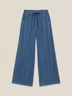 Pantaloni palazzo in tencel effetto denim