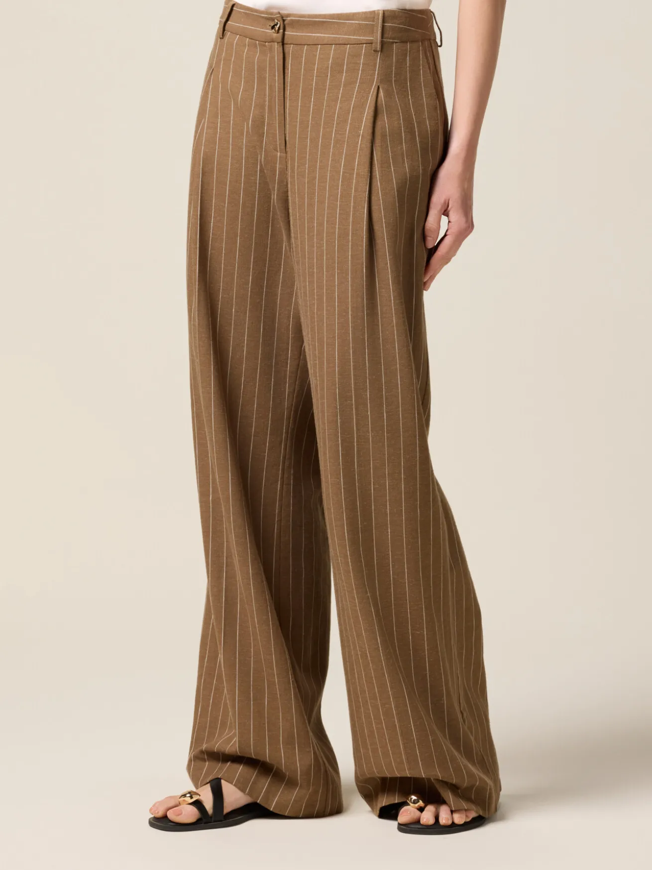 Pantaloni palazzo misto lino