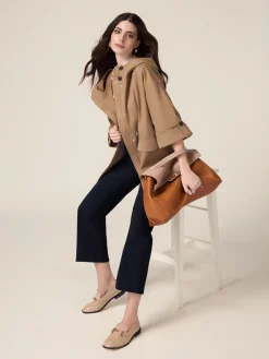 Pantaloni regular in denim con micro cristalli