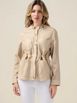 Parka corto con parti laserate