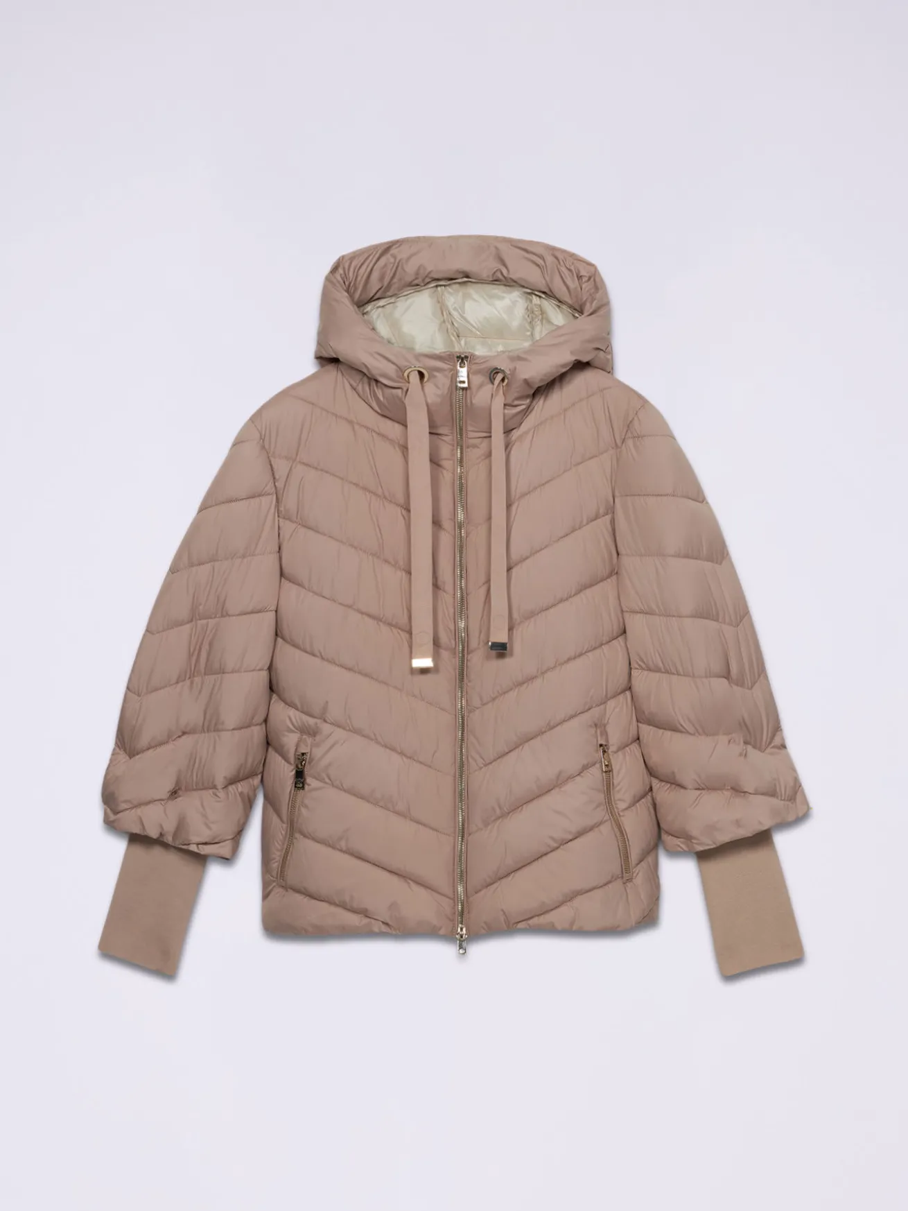 Piumino lightweight con cappuccio e polsini
