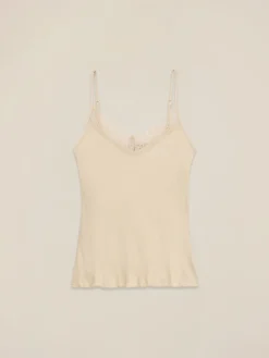 Top in raso con pizzo