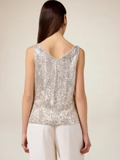 Top in tulle con paillettes
