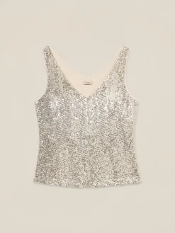 Top in tulle con paillettes