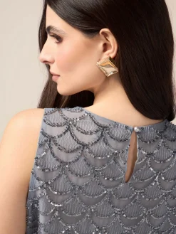 Top in tulle e paillettes