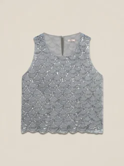 Top in tulle e paillettes