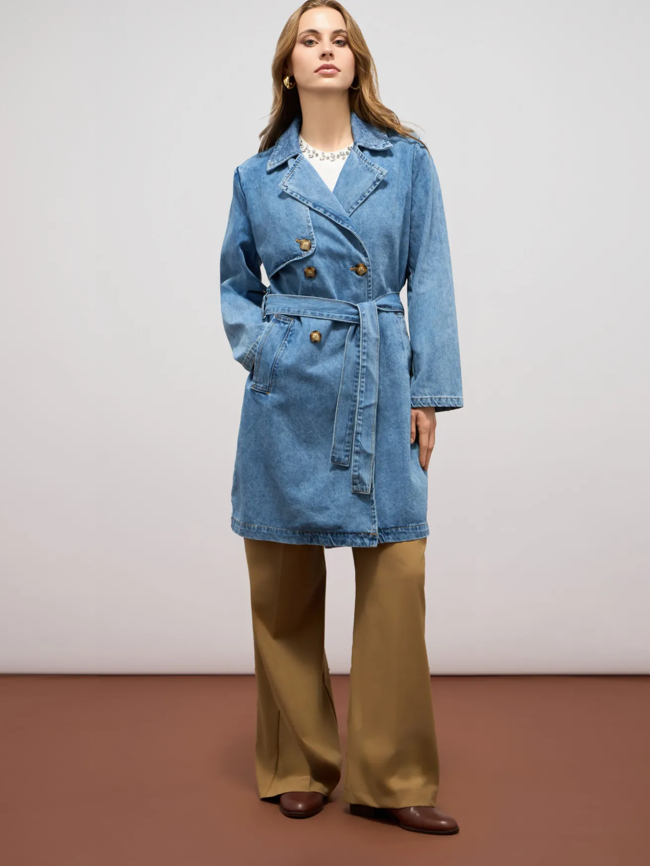 Trench in denim misto viscosa