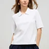 T-shirt bimaterica con inserto in pizzo