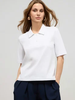 T-shirt bimaterica con inserto in pizzo