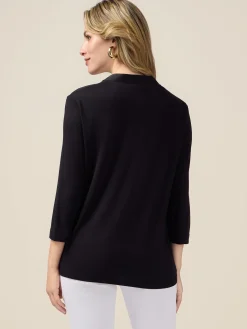 T-shirt bimaterica con scollo a V