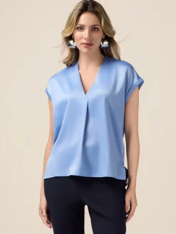 T-shirt bimaterica scollo a V