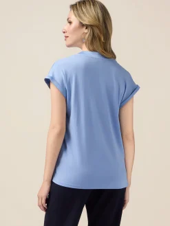 T-shirt bimaterica scollo a V