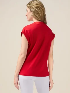 T-shirt bimaterica scollo a V