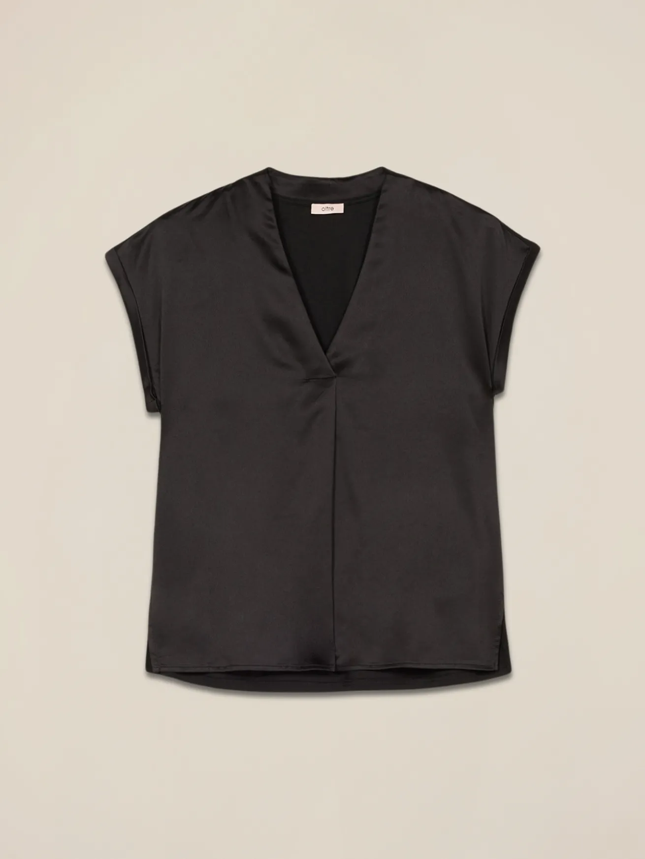 T-shirt bimaterica scollo a V