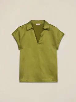 T-shirt bimaterica scollo a V
