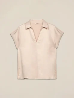 T-shirt bimaterica scollo a V