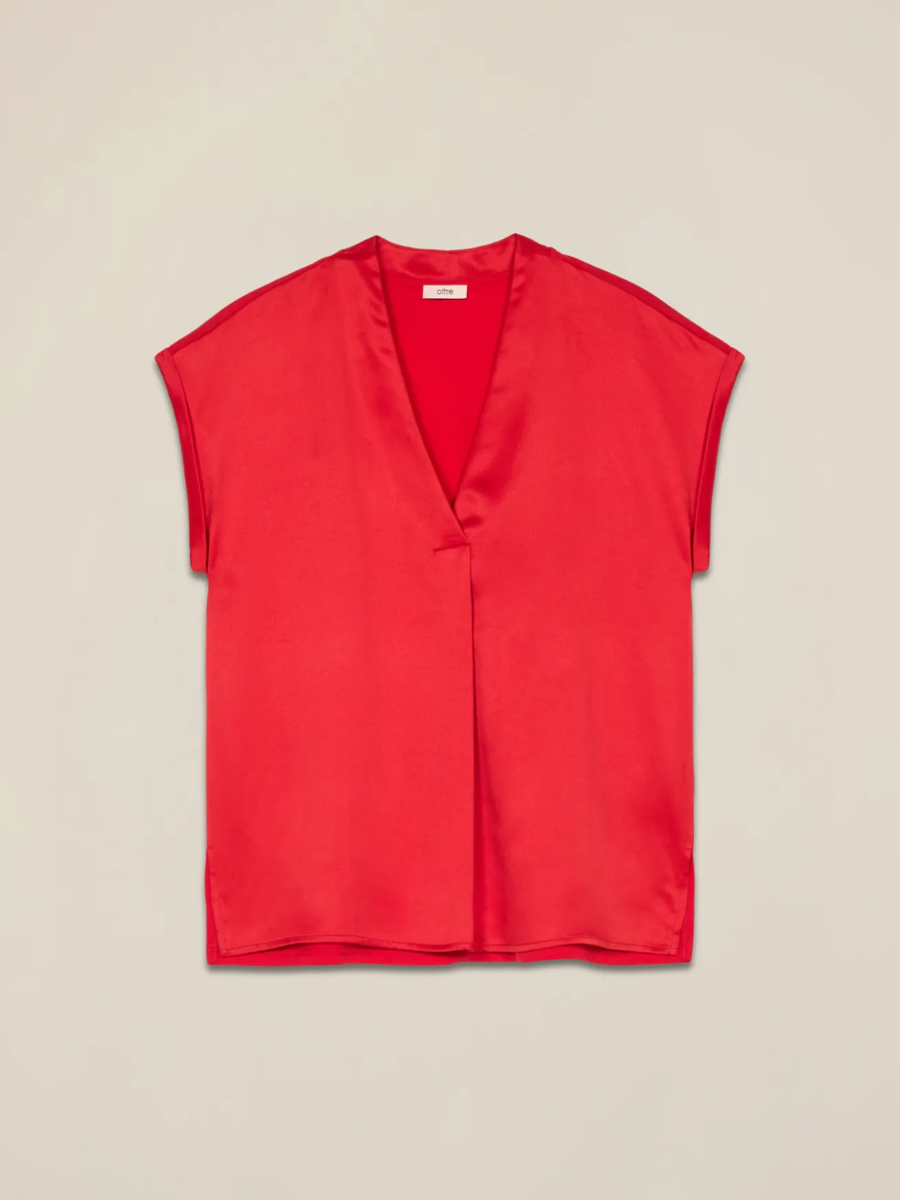 T-shirt bimaterica scollo a V