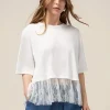T-shirt con inserto in pizzo