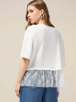 T-shirt con inserto in pizzo