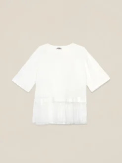 T-shirt con inserto in pizzo