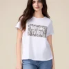 T-shirt con ricamo in paillettes