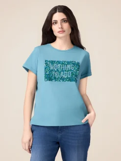 T-shirt con ricamo in paillettes