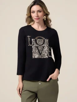 T-shirt con ricamo in paillettes