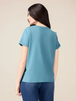 T-shirt con ricamo in paillettes