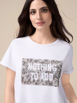 T-shirt con ricamo in paillettes
