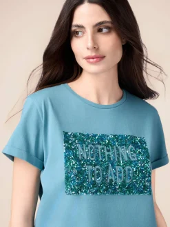 T-shirt con ricamo in paillettes