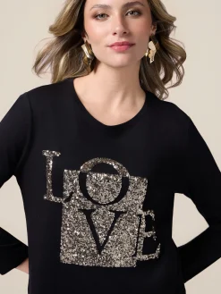 T-shirt con ricamo in paillettes