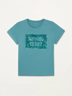 T-shirt con ricamo in paillettes