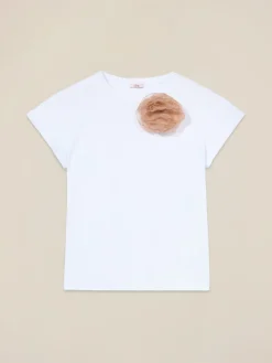 T-shirt con spilla a fiore