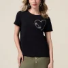 T-shirt in cotone con ricamo gioiello