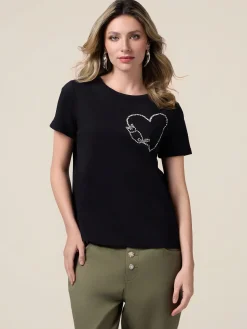 T-shirt in cotone con ricamo gioiello