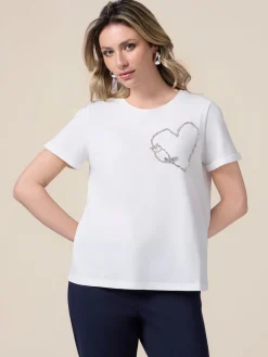 T-shirt in cotone con ricamo gioiello