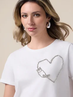 T-shirt in cotone con ricamo gioiello