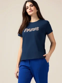 T-shirt in jersey con applicazione gioiello