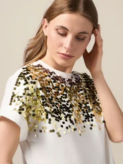 T-shirt in jersey con paillettes