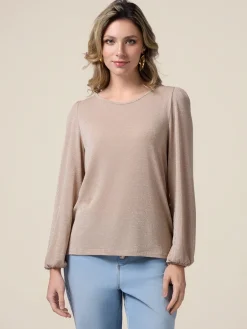 T-shirt lurex maniche lunghe
