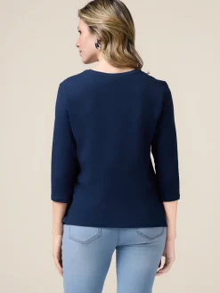 T-shirt maniche a tre quarti con ricamo gioiello