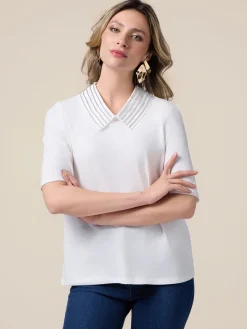 T-shirt maniche corte con colletto gioiello