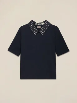 T-shirt maniche corte con colletto gioiello