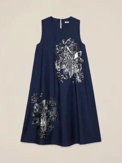 Vestito ad A in cotone con paillettes