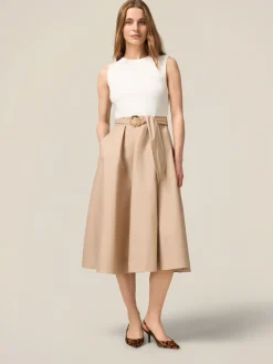Vestito bicolor con cintura