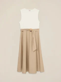 Vestito bicolor con cintura