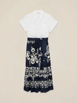 Vestito chemisier con gonna fantasia